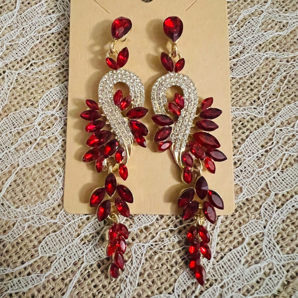 Red statement earrings